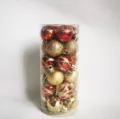 24pcs 3cm red and gold Christmas tree ball ornaments with glitter and matte finishes - Set of 24 / Rose Gold Red