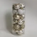 Set of 24 mini 3cm Christmas ball ornaments featuring mixed gold and white textures - Set of 24 / Platinum