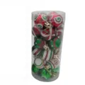 Set of 24 pieces 3cm red green and white Christmas ball ornaments in a clear plastic tube - Set of 24 / Red, Green & White Style 2