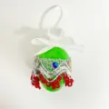 Bohemian 6cm green plastic Easter egg hanging ornament with sequin and bead fringe - Single (6cm) / Green