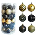 Set of 30 decorative 6cm Christmas ornaments in black and gold with various patterns - 30 Pieces Set (6cm) / Black & Gold