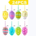 24-piece set of colorful hanging Easter eggs with diverse painted patterns - Style D / 24-Piece Set (6cm)