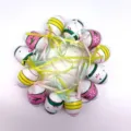 Decorative set of colorful hand-painted plastic Easter eggs with silk ribbons for hanging - Style B / Set of 12 (4cm) / Colorful