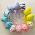 Set of 12 colorful hanging Easter eggs with floral patterns and stripes for decor. - Style C / 12 Pieces/Pack (6cm) / Colorful