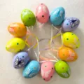 Set of 12 colorful hanging Easter eggs with butterfly patterns for party decoration - Style 1 / 12 Pieces/Pack (6cm)