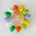 Assorted colorful hanging Easter eggs with floral and striped patterns for decor - Style D / Set of 12 (4cm)