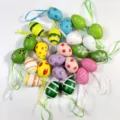 Assorted colorful painted Easter eggs with hanging ribbons for party and home decoration - Style B / 24 Count (4cm)