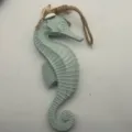 Large 27cm wooden seahorse wall hanging ornament for Mediterranean style home decor - 27*14CM / Light Blue