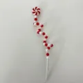 Christmas candy swirl decorative stick in red and white beads for DIY tree decor - Red and White Style