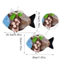 Mediterranean wooden fish wall decor set with bow and flower accents 9.25 inch - Two-Piece Combination (Including Large and Small) / Coffee Fish Plate