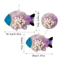 Mediterranean style fish hanging decoration with purple ribbon bow and white pom-poms - Two-Piece Combination (Including Large and Small) / Lake Blue Fish Plate