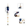 Mediterranean seahorse wind chime hanging ornament with shell and starfish details - Blue Seahorse / 27x12cm / Blue