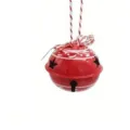 Festlicher rot-weißer Weihnachtsglockenanhänger mit Schneeflockenmuster und Aufhängeseil - Rot