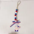 Patriotic Independence Day wooden bead gnome ornament with American flag and bow - Flag Gnome (Style 1)
