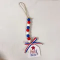 Patriotic red white blue wooden bead hanging decoration for Independence Day house tag - Land Of The Free House Sign (Style 3)