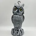 Realistic life-sized owl decoy with 360 degree rotating head for garden bird deterrent - Shaking Head Pointed Ear with Hook / Bag Packaging
