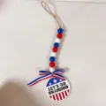 Patriotic wooden bead ornament in US flag colors for Independence Day home decoration - LET'S GO BRANDON Round Sign (Style 5)