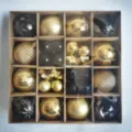Luxurious 44-piece Christmas baubles gift box set in gold and black for holiday tree decor - 44 Pieces / Black & Gold