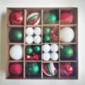 Set of 44 red green white Christmas ball ornaments in a gift box for tree decoration - 44 Pieces / Red Green White