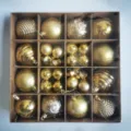 Festive 44-piece set of assorted gold Christmas tree ornaments in elegant gift box - 44 Pieces / Gold