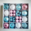 Full set of 44 Christmas ornament balls and stars in pastel blue, pink, and white - 44 Pieces / Blue White Pink