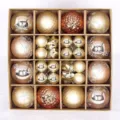 Luxury set of 44 champagne gold Christmas ball ornaments in a cardboard gift box - 44 Pieces / Champagne