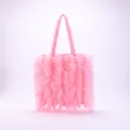 Bolso de mano rosa con volantes de malla, capas elegantes y una estética femenina dulce - Rosa
