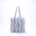 Elegante bolso de malla azul claro con volantes y dulce diseño plisado para mujeres - Gris