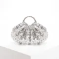 Silver sequined pleated cloud bag featuring a metallic silver bamboo-style handle - Silver