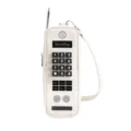 Creative cream-colored vintage brick cell phone shaped shoulder bag for women with buttons - White