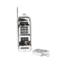 Retro brick phone shaped crossbody bag in metallic silver with numeric keypad print - Patent Silver