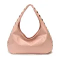 Pink PU leather underarm shoulder bag with punk style silver rivet studs decoration - Pink Without Pendant