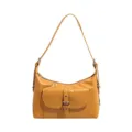 Retro yellow oil-waxed leather underarm shoulder bag with a stylish front buckle pocket - Yellow