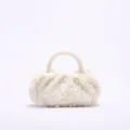 Weißer Pailletten Abendtasche Detail, elegante Perlenperlen Griff, edle Hochzeit Clutch. - Beige Pailletten-Stil / Doppelseitige Pailletten