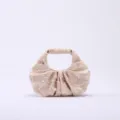 Elegante borsa a mano in jacquard rosa pallido con seta plissettata e delicati dettagli in perle - Rosa