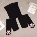 Black tights with cute pink 3d cat paw pads, perfect for lolita cosplay and daily wear. - One Size / 3D Pink Paw Pad Tights with Black Base