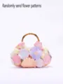 Floral Embroidered Handbag with Bamboo Ring Handle Casual Summer Beach Women Tote Bag SKU - 869 Small Beige Applique / Random Flower Pattern