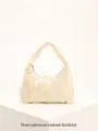 Pailletten Blumen Handtasche Elegante Abend Umhängetasche für Damen Schicke Party Tasche - Baumwollgriff Meerjungfrau Pailletten