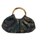 Elegante vintage handtas in Chinese stijl met bamboe handvat en mooie bloemenpatronen - Meerkleurig Blauw