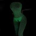 Body de rejilla verde neón que brilla en la oscuridad lencería erótica luminosa de noche - Talla única / Conjuntos