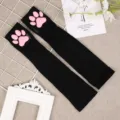 3D cat paw black sleeves socks lolita cute anime costume accessory fashion arm warmers - One Size / 3D Pink Paw Pad Black Arm Sleeves
