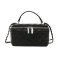 Elegante borsa a scatola trapuntata a rombi nera con tracolla a catena - Nero