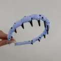Elegant blue and white striped pleated headband with black non-slip teeth for women - Black Heart Wavy Headband (73#) / Black
