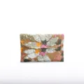 Elegant floral sequin embroidered evening clutch bag for women with envelope flip cover. - Silver