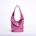 Punk style fuchsia metallic underarm bag with decorative silver rivets and studs for women - European and American Rivet Style (SM铆钉单肩包) / Rose Pink