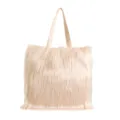 Elegant large cream faux fur tote bag featuring long fluffy texture and top handles - Off White
