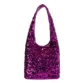 Vibrant purple sequined underarm hobo shoulder bag with stylish punk design elements - Purple (Sequins)