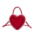 Red heart-shaped handbag with silver metal spikes, stylish punk crossbody and top handle bag. - Red Heart with Cone Studs