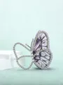 Elegante schmetterlingsförmige Abendtasche mit schwerer Strassverzierung und lila Muster - Schmetterlingsform (818) / Hellviolett