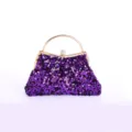 Elegante lila Pailletten-Abendtasche mit goldener Griff für Bankette und Partys - 9037 Kleine Paillette